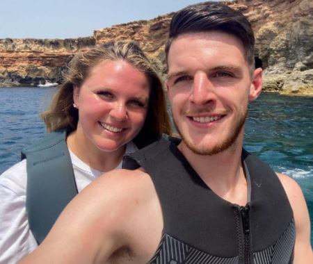 Lauren Fryer with her boyfriend Declan Rice holidaying in Ibiza, Spain.